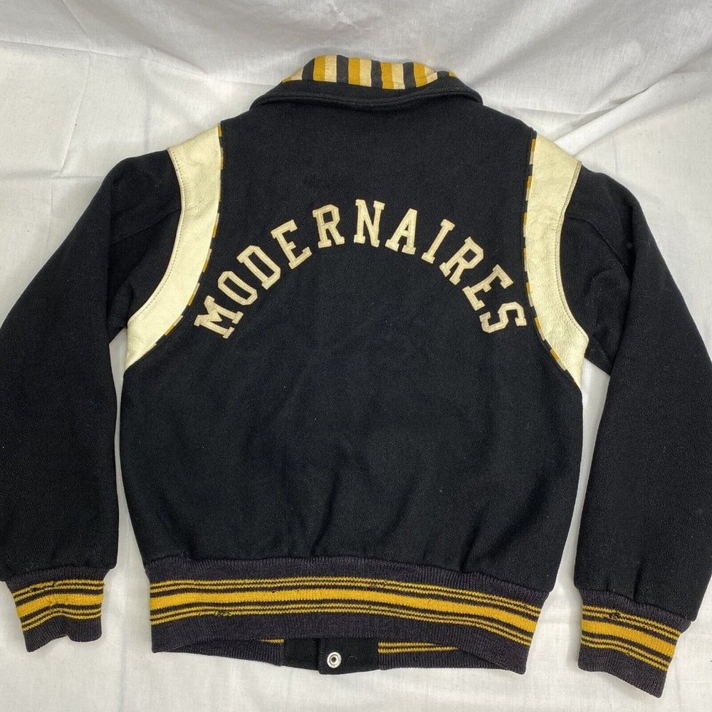 Vintage 50s "Modernaires" PHS black yellow Varsity Letterman Wool Jacket Size 38